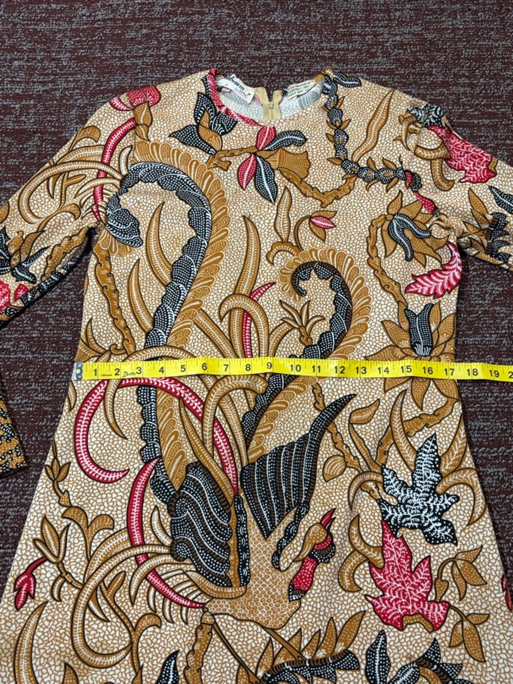 Goldworm vintage 1970’s printed knee length patterned long sleeve dress size 14 - Picture 12 of 16